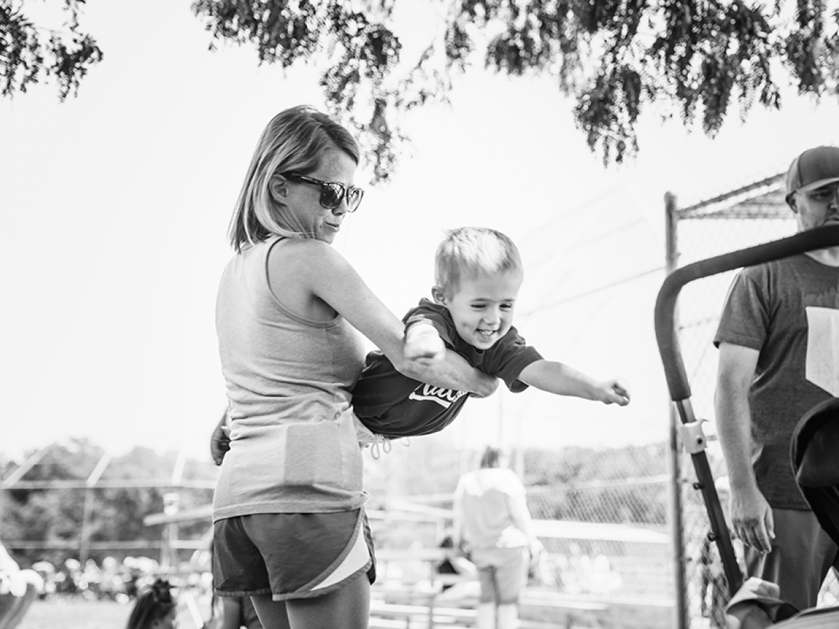 Mother playing with son